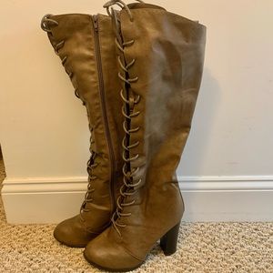VENUS brown lace up tall boots